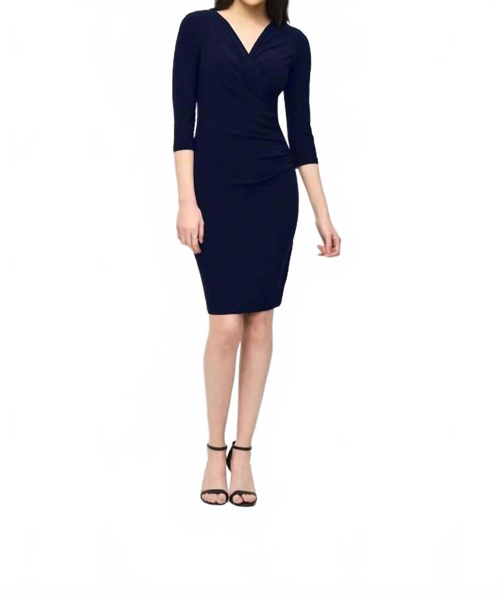 NEW JOSEPH RIBKOFF three quarter sleeve dress in midnight blue
